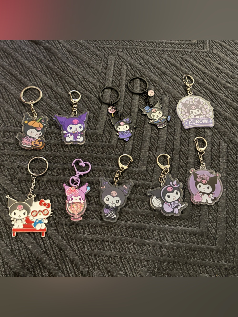 Kuromi and Sanrio Character Keychain Lot - Black, Purple, Pink